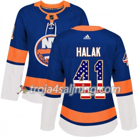 New York Islanders tröja Jaroslav Halak 41 Adidas 2017-2018 Blå USA Flag Fashion Authentic - Dame NHL Tröjor